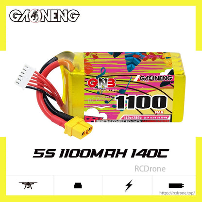 GAONENG GNB11005S140A 5S 1100mAh 140C XT60 LiPo battery graphic with product name
