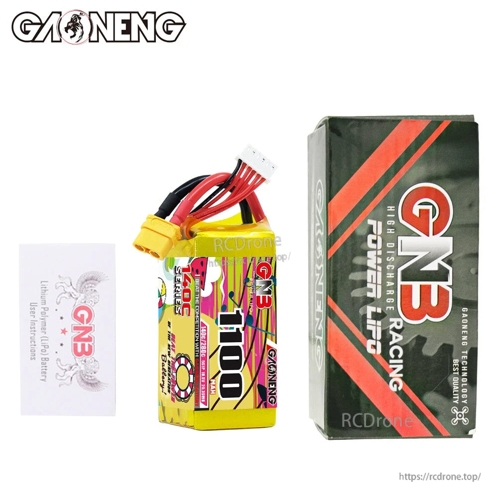 Package contents: GNB 1100mAh battery with retail box and small instruction leaflet