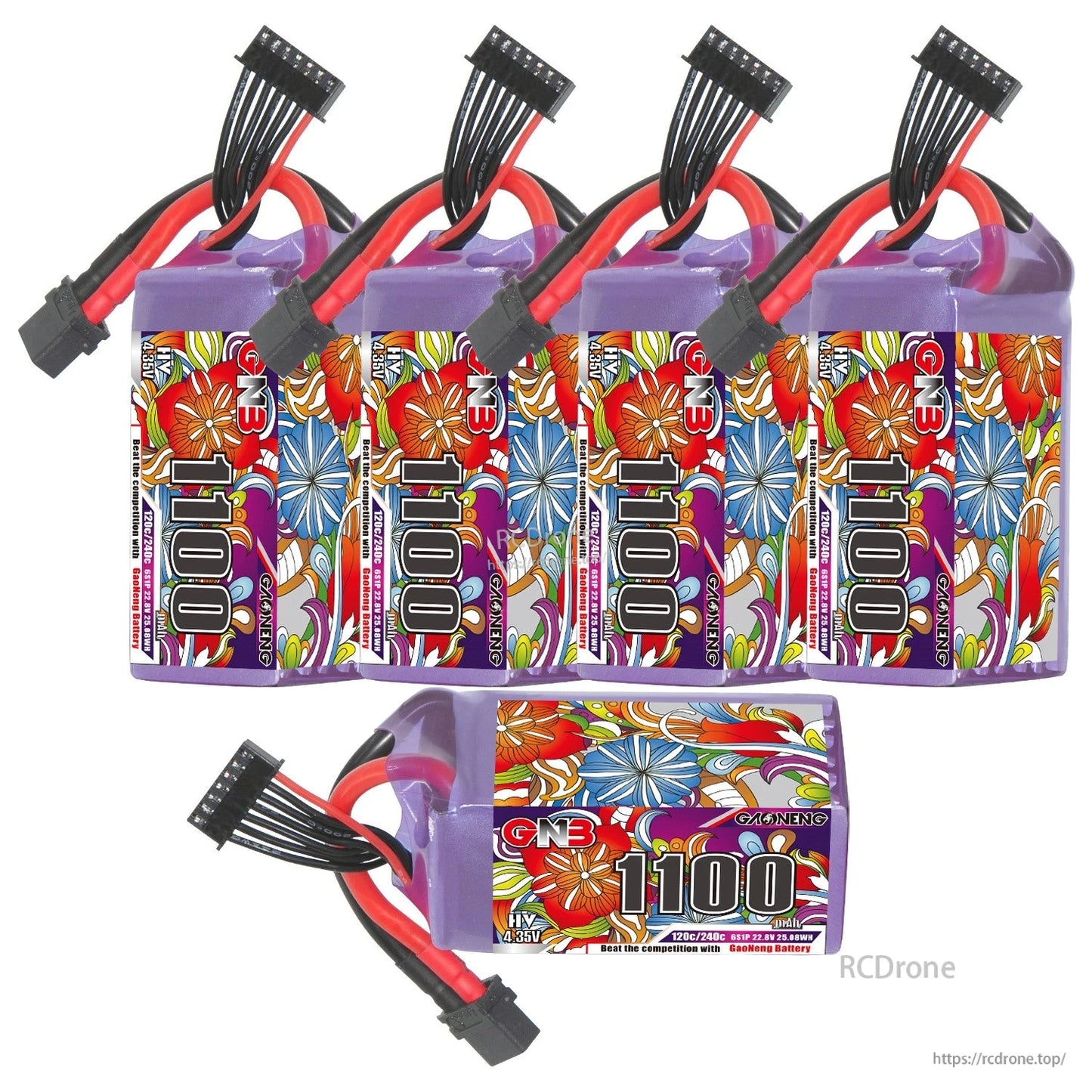 Five-pack bundle set: five upright GNB 1100 LiHV batteries plus one extra battery shown horizontally