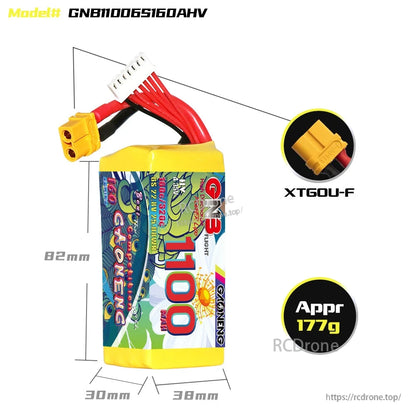 GAONENG GNB11006S160AHV 6S 22,8V 1100mAh 160C LiHV LiPo Akku XT60 für 2,5–4 Zoll FPV Drohnen