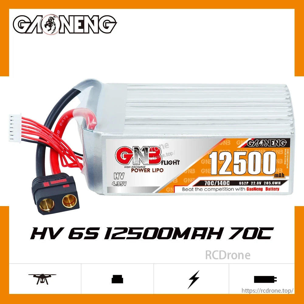GAONENG GNB125006S70AHV 6S HV 12500mAh 70C LiPo battery product graphic