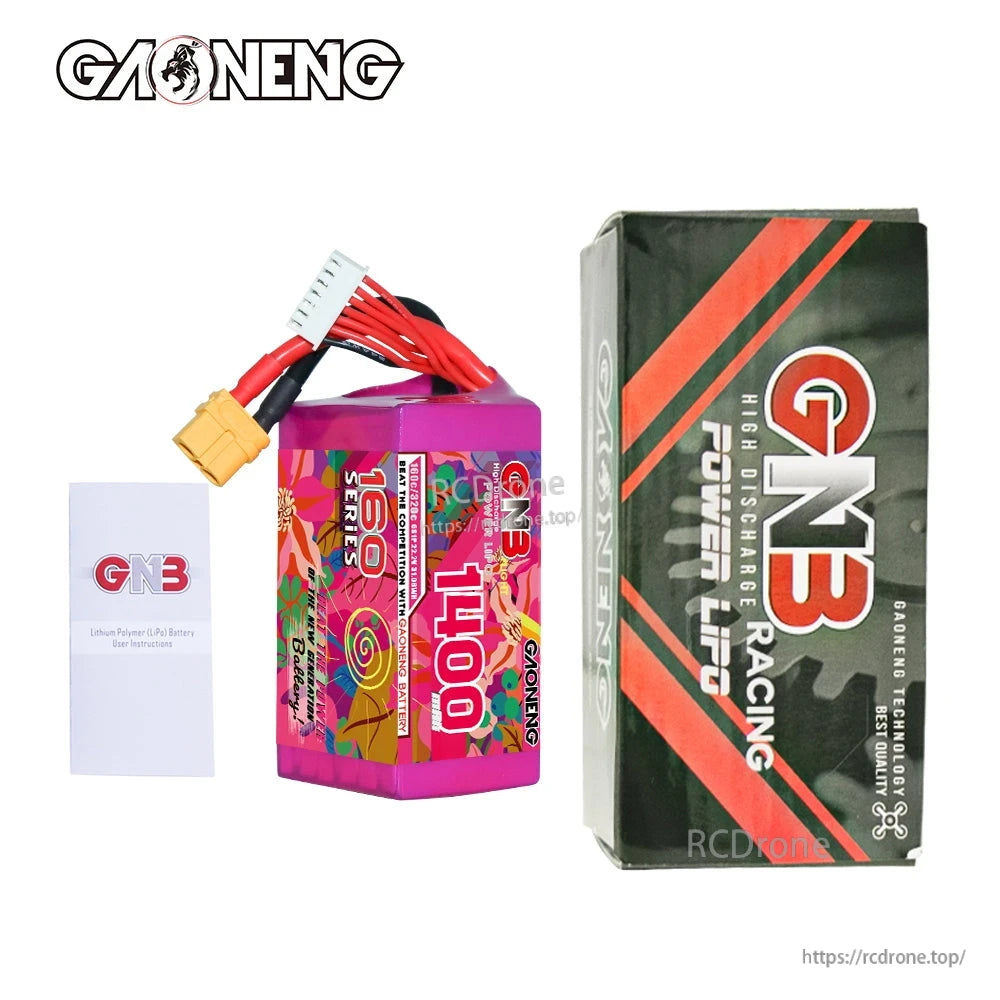 Package contents: GAONENG GNB 1400 battery with GN3 Racing box and small paper insert