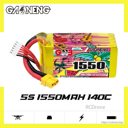 GAONENG 5S 1550mAh 140C graphene LiPo battery product graphic with branding and capacity label