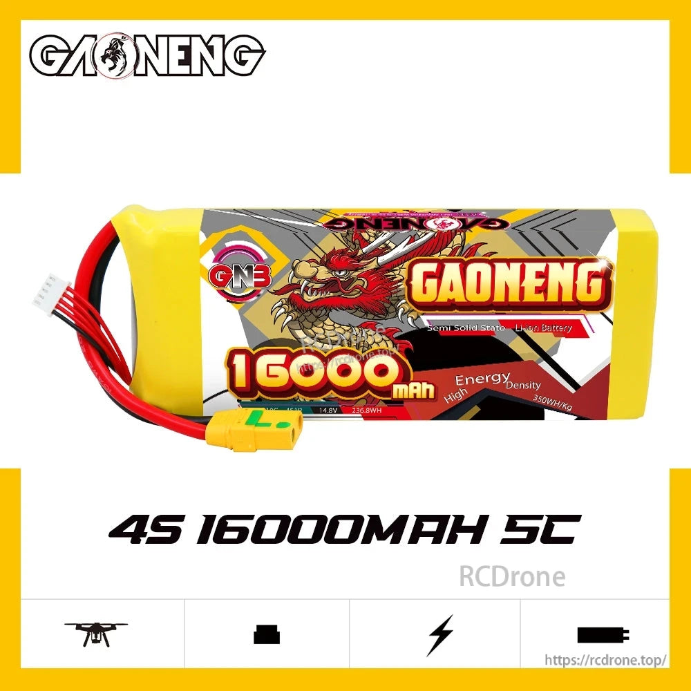 GAONENG GNB160004S5SS 16000mAh 4S 14.8V 5C Semi Solid-State Li-ion Battery XT90S for UAV/FPV