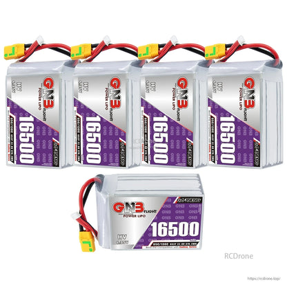 Bundle image showing four upright GNB 16500 batteries plus one battery lying flat with label visible