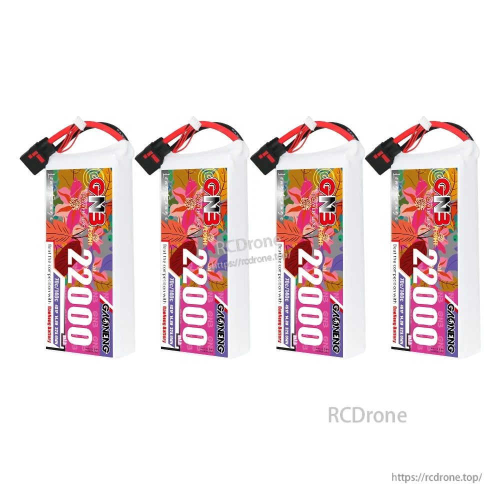 Four-pack bundle image of GN3 22000mAh LiPo batteries with QS8 connectors