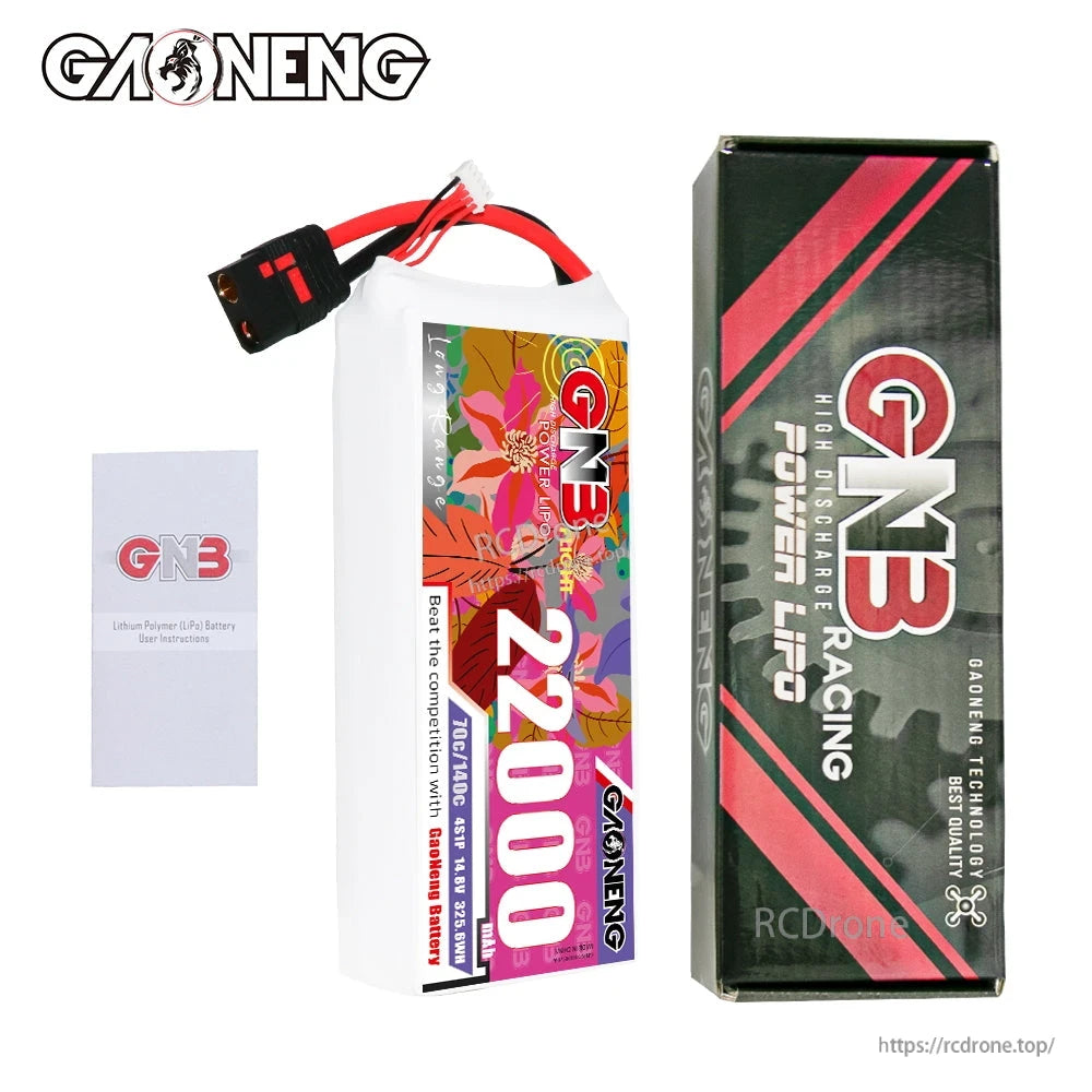 Package contents: GNB 22000mAh battery, GN3 retail box, and instruction leaflet