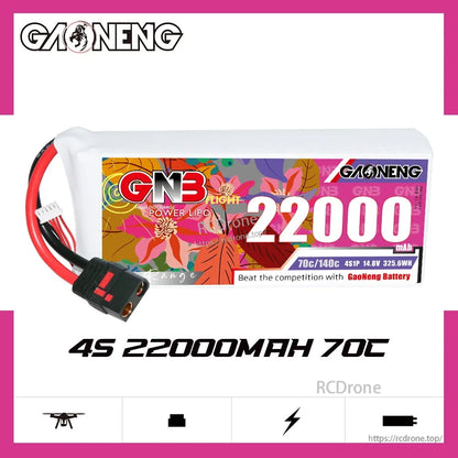 GAONENG GNB220004S70A 4S 22000mAh 70C LiPo battery hero graphic with product photo