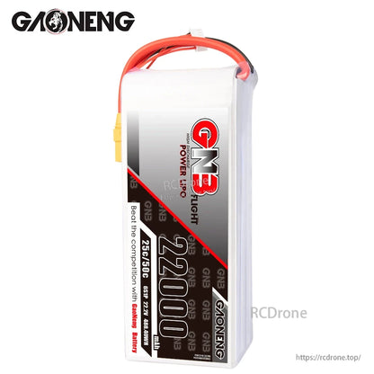 Front vertical view of GAONENG GNB battery pack showing full label layout and top wire routing