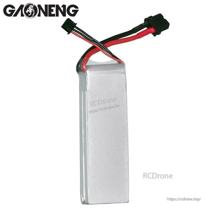 Rear view of GNB LiPo battery pack showing plain silver shrink wrap and exit leads