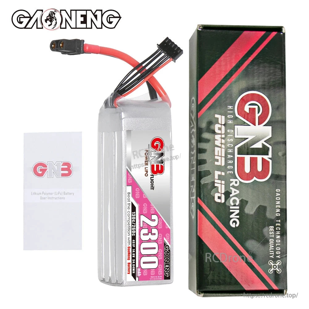 Package contents: GNB 2300mAh battery with retail box and LiPo battery user instructions leaflet