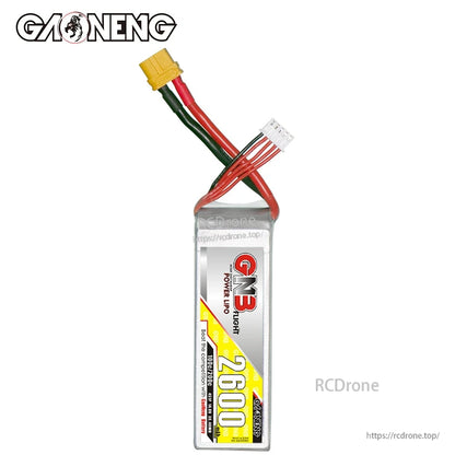 Front label view of GAONENG GNB 2600mAh LiPo battery with XT60 and balance plug