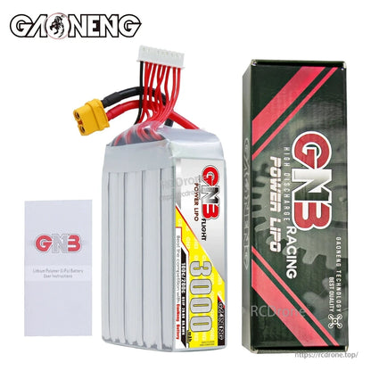 Package contents: GNB 3000mAh LiPo battery with retail box and user instructions booklet