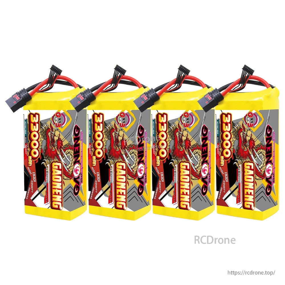 Four-pack bundle of GAONENG 33000mAh 6S batteries with QS8 connectors