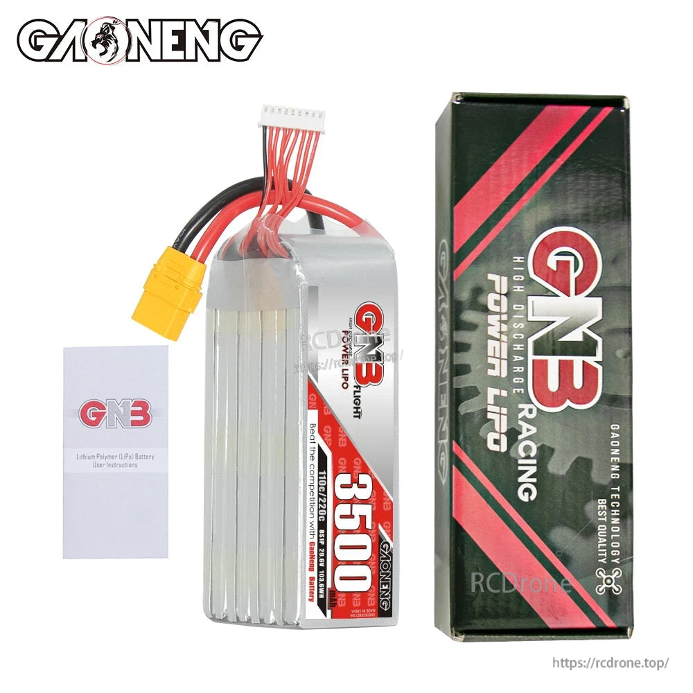 Package contents: GNB 3500 battery with retail box and small GNB card insert shown side by side