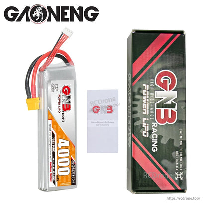 Package contents: GAONENG GNB 4000 battery, GN3 box, and instruction leaflet