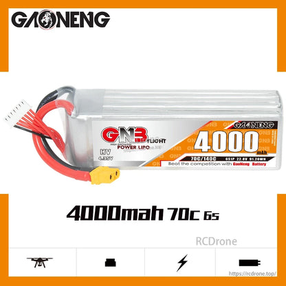 GAONENG GNB40006S70AHV LiHV 6S 4000mAh 70C battery label graphic, side view