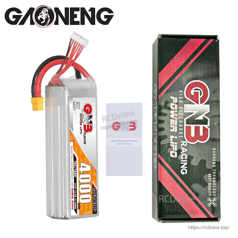 Package contents: GNB 4000 battery pack with retail box and user manual leaflet