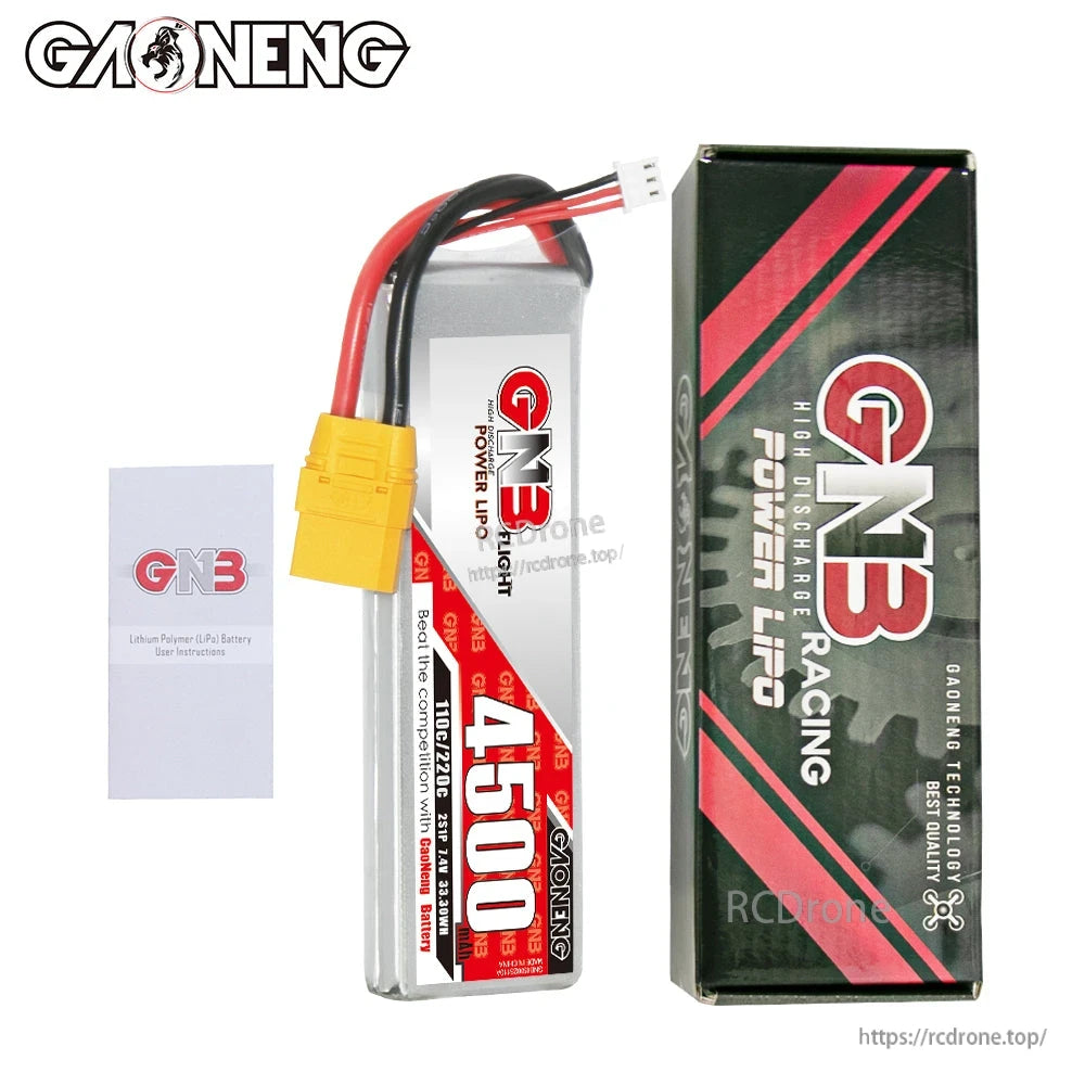 GAONENG battery with retail box and user instruction leaflet package contents view
