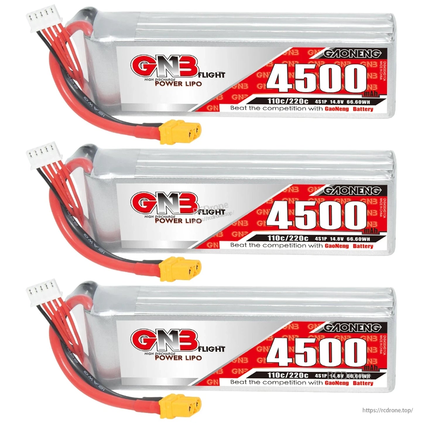 GAONENG GNB45004S110A 4S 14.8V 4500mAh 110C LiPo Battery XT60 for 1/10 RC Car & 7in FPV Drone