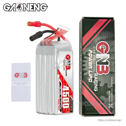 GAONENG GNB 4500 battery pack with retail box and included card shown side by side