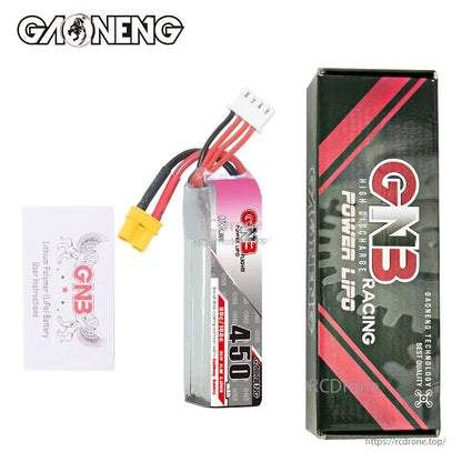 Package contents: GNB 450mAh long battery with GN3 Racing box and small instruction card