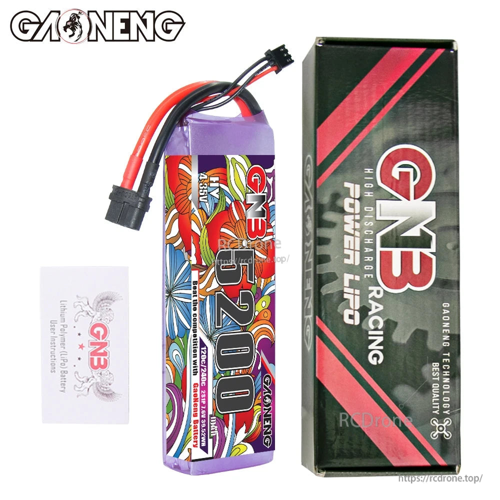 Package contents: GAONENG GNB 5200 battery pack with branded retail box and small insert card