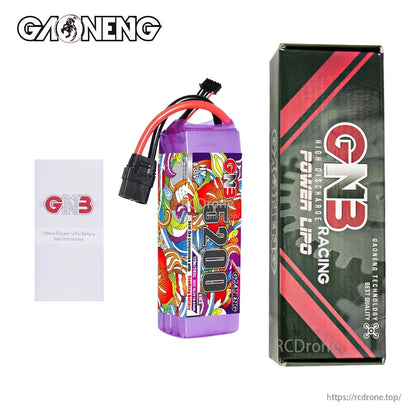 Package contents: GAONENG GNB 5200mAh battery, retail box, and instruction leaflet