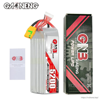 Package contents: GAONENG GNB 5200mAh LiPo battery with retail box and instruction leaflet