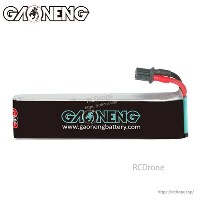Side view of GAONENG LiPo pack showing gaonengbattery.com label and A30 cable end