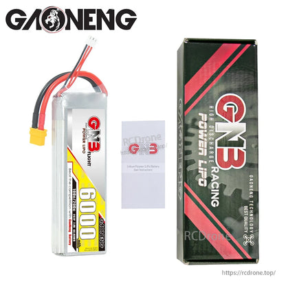 GAONENG GNB60002S100A 2S2P 7.4V 6000mAh 100C LiPo Battery XT60 for 1/10–1/8 RC Cars/Boats