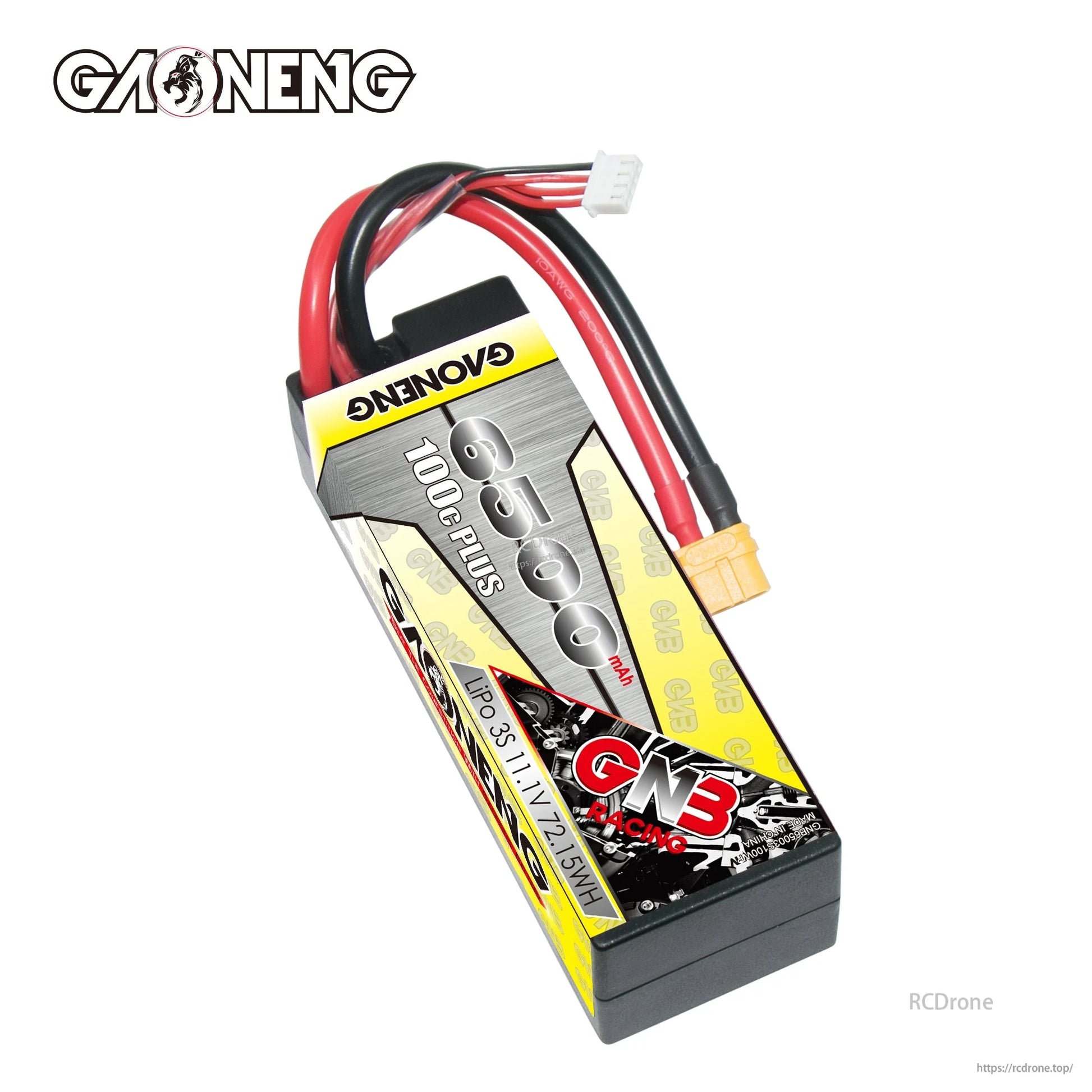 GAONENG 3S 6500mAh hard case LiPo battery shown at a three-quarter angle