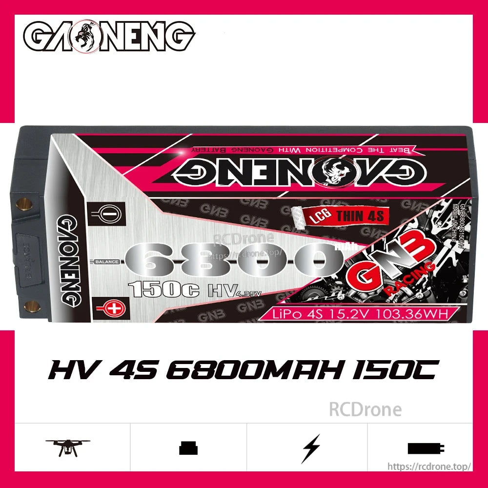 GAONENG GNB68004S150iHV 4S 6800mAh 150C hard case LiHV battery promo graphic