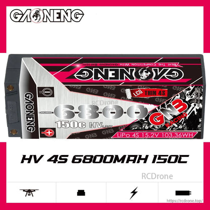 GAONENG GNB68004S150iHV 4S 6800mAh 150C hard case LiHV battery promo graphic
