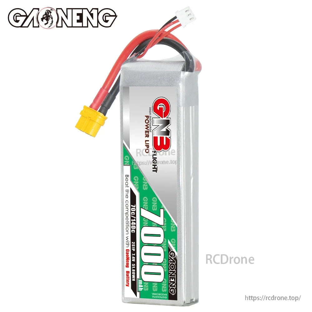 GAONENG GNB 7000mAh LiPo battery upright view with XT60 lead on top