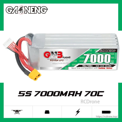 GAONENG GNB70005S70A 5S 18.5V 7000mAh 70C LiPo Battery Pack XT60 for RC Car, Boat, Heli, Airplane
