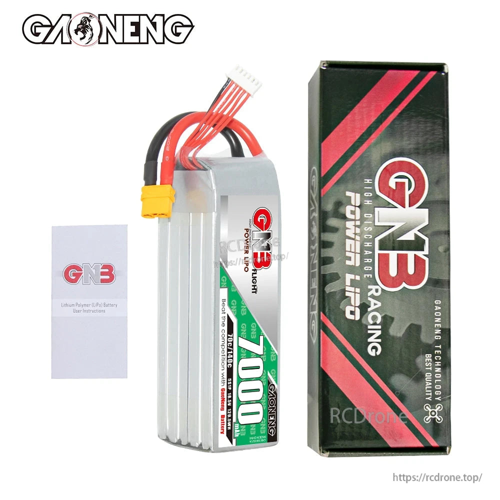 Battery shown with GNB retail box and user leaflet, package contents display