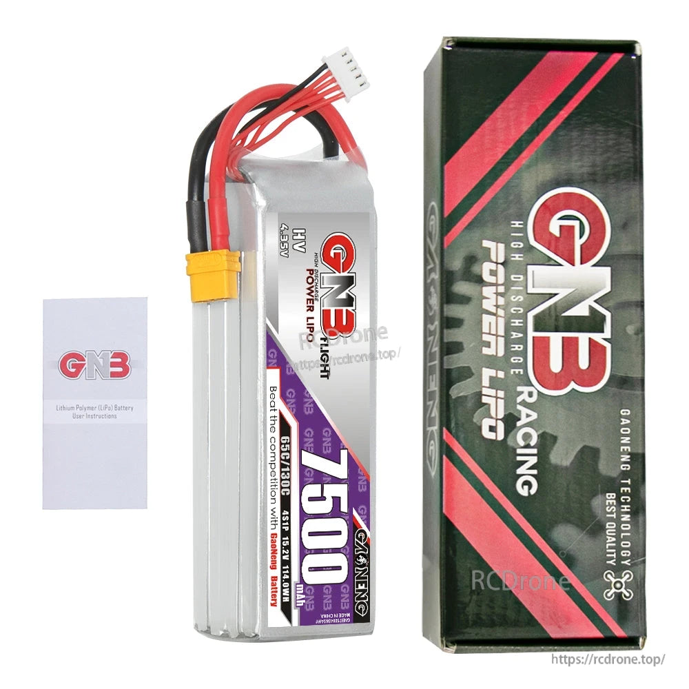 Package contents: GNB 7500 battery pack with retail box and small instruction leaflet