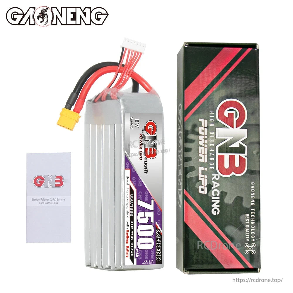 Package contents: GNB 7500mAh battery with GNB Racing box and small user leaflet