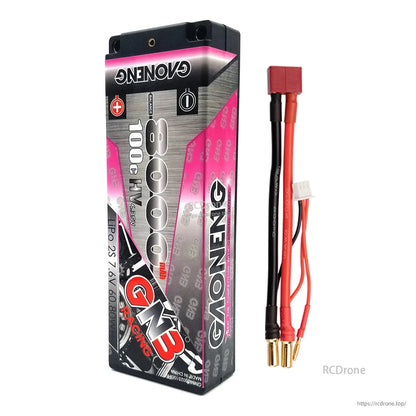 Single GNB Racing 8000mAh hard case battery with red T-style power connector lead and 2S balance plug