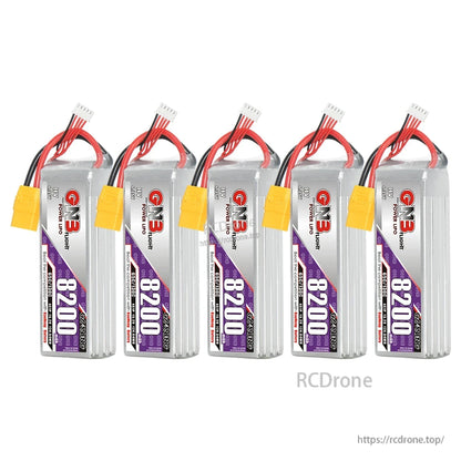 Five GNB 8200 LiHV batteries displayed in a row, bundle quantity view