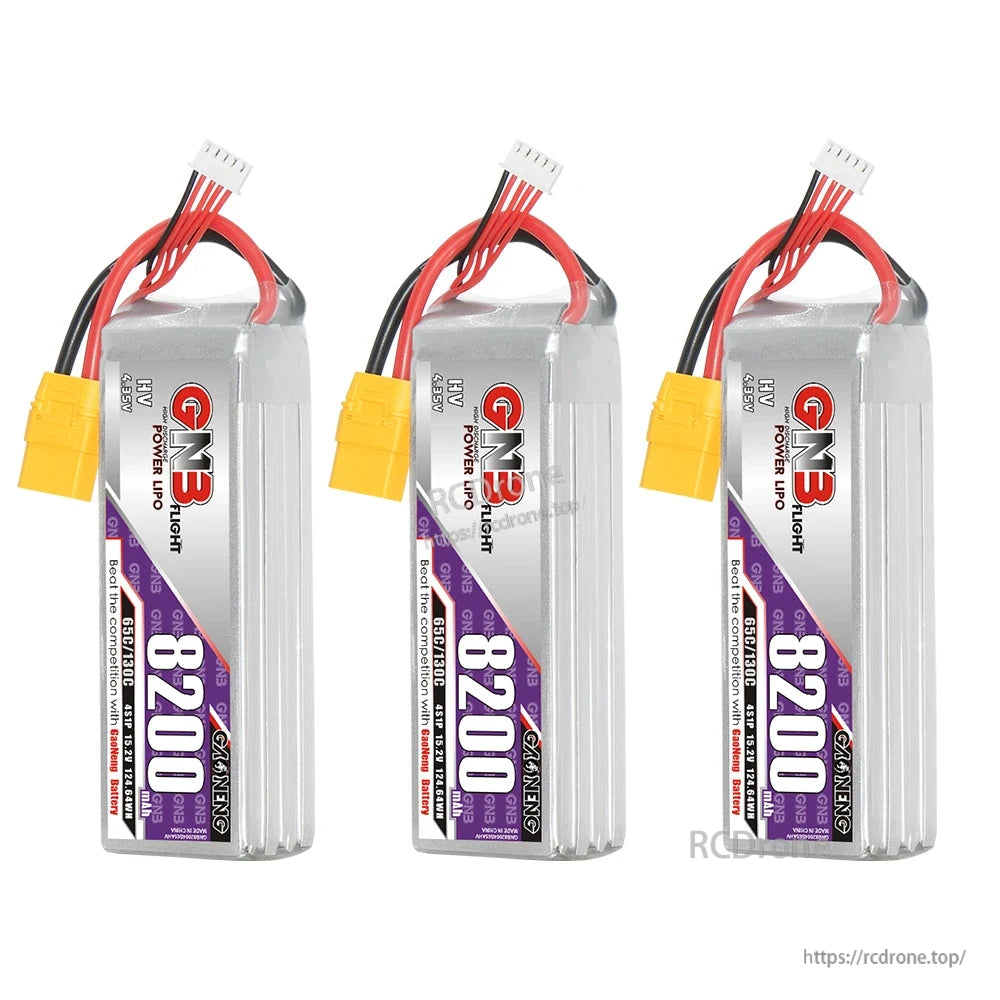 Three GNB 8200 LiHV batteries shown together, bundle quantity display