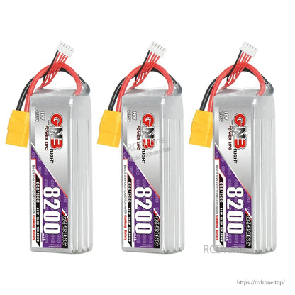 Three GNB 8200 LiHV batteries shown together, bundle quantity display
