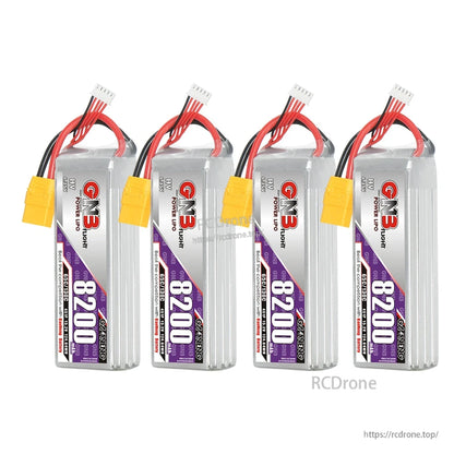 Four GNB 8200 LiHV batteries displayed in a row, bundle quantity view