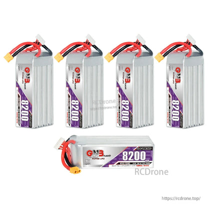 Five-battery bundle: four upright packs plus one horizontal GNB 8200 LiHV battery