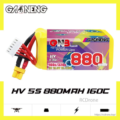 GAONENG GNB8805S160AHV 5S 880mAh 160C LiHV battery product graphic on white background