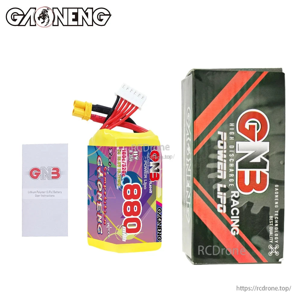 Package contents: GNB 880mAh battery with retail box and small GN3 leaflet