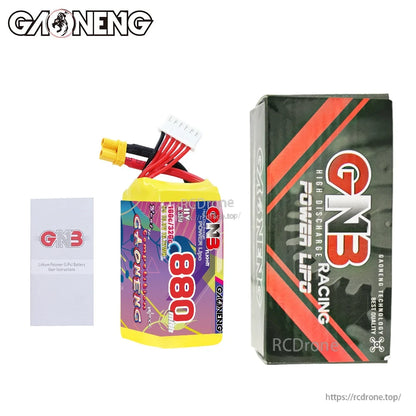 Package contents: GNB 880mAh battery with retail box and small GN3 leaflet