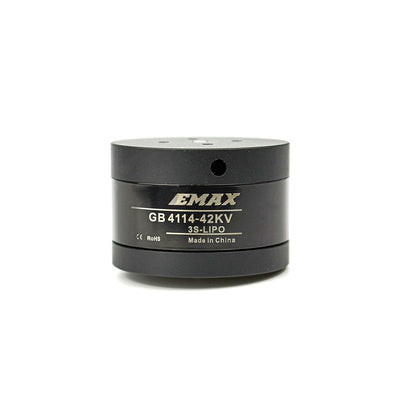 EMAX GB4114-42KV motor straight-on side view showing printed model label