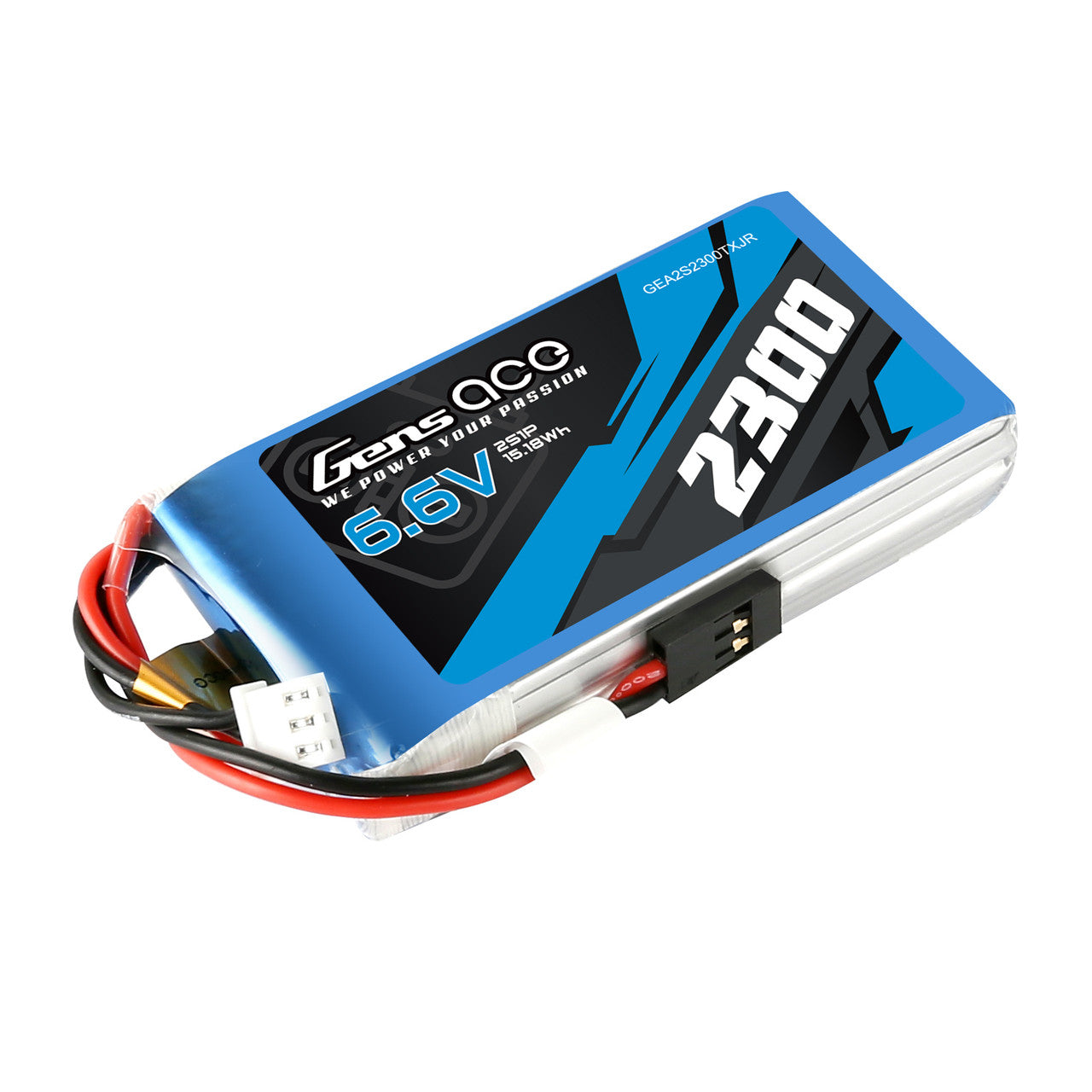 Gens ace 2300mAh 2S1P 6.6V TX LiFe Battery, Gens ace 2300mAh 6.6V 2S1P LiFe transmitter battery pack with leads and connector